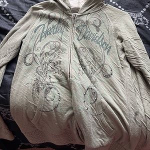 Green harley davidson zip up